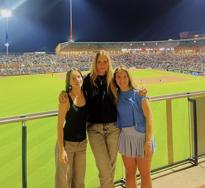 Maria with Katelyn Limberis and German international student, Leontina Radovic, at the Durham Bulls game on Friday, September 12th.